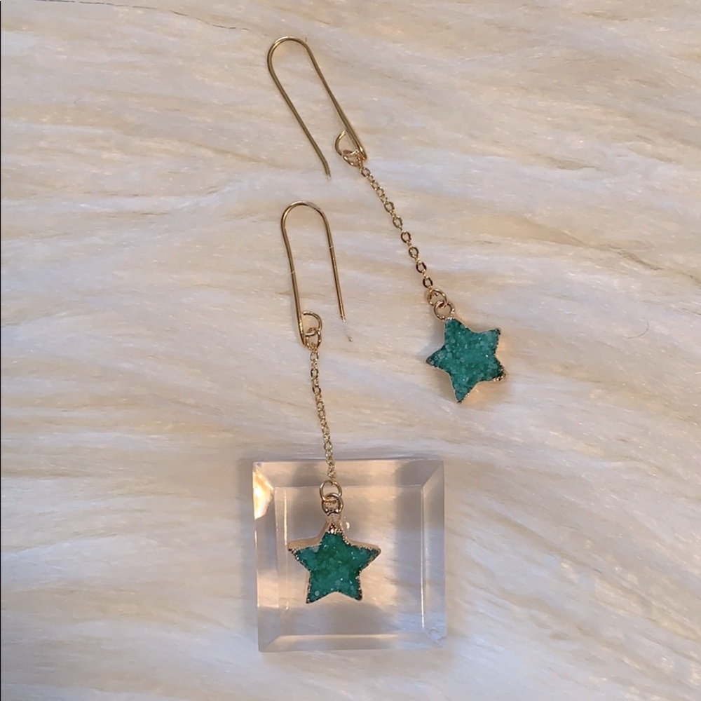 Boho druzy star earrings